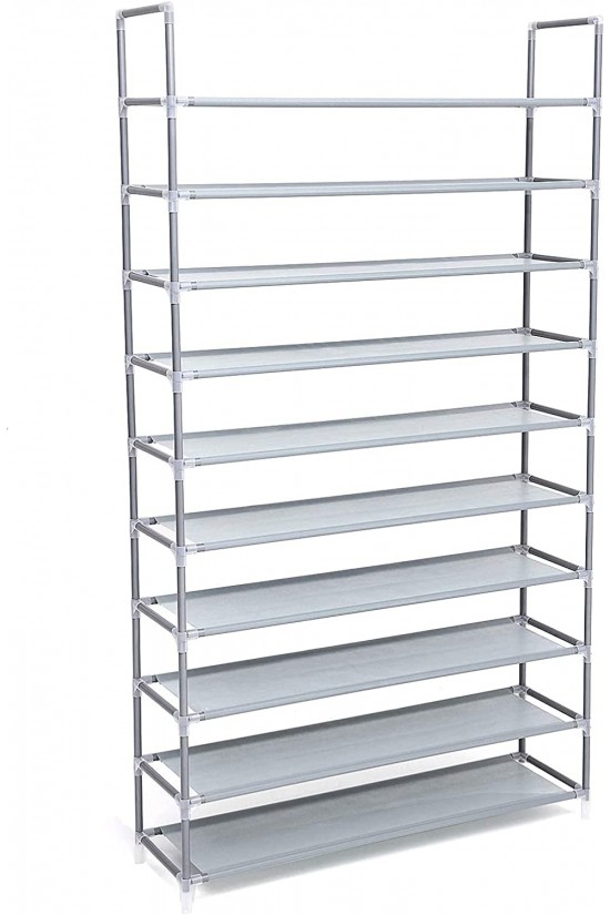 10 Tiers Shoe Rack, 100x29x175 CM, Grey, LSR10G 10 Tiers Shoe Rack, 100x29x175 CM, Grey, LSR10G