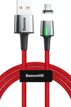 Zinc Magnc, câble de charge et de transfert de données, rouge, 2 m, USB Type A et USB Type C, pointe magnétique et lumière, charge rapide