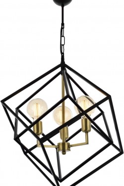 AV-60117-3BSY Eskitme/Siyah Bı Modern Avize, E27, Metal, 60cm