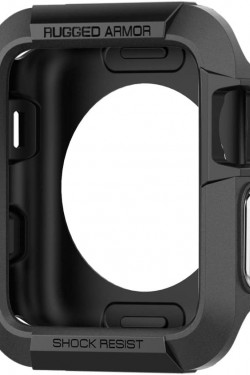 Watch Seri 3/2/1 (42mm) ile Uyumlu Kılıf Rugged Armor Matte Black - SGP11496