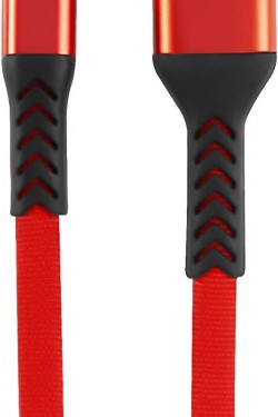 Jettpower 0004 Metal Head Braided 2.1A Lightning Fast Charge Cable 30 cm Red