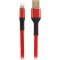 Jettpower 0004 Metal Head Braided 2.1A Lightning Fast Charge Cable 30 cm Red