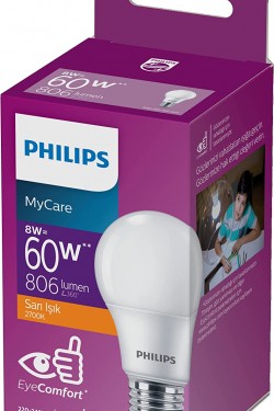 60W Led Ampul, 2700K Sarı Işık, E27 Normal Duy