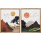 Design Renkli Manzara ve Güneş Çerçeveli Tablo Set, 40x50 cm