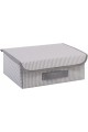 Gaveta dentro da caixa listrada cinza com tampa 30 x 23 x 11 cm
