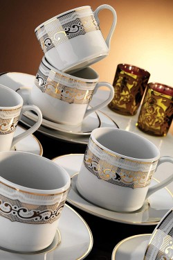 7043 Gemustertes 12-teiliges Set mit 6 Kaffeetassen, 90 ml