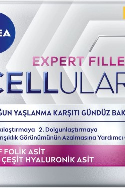 Cellular Expert Filler Yoğun Yaşlanma Karşıtı Gündüz Bakım Yüz Kremi 50 ml, Hyaluronik Asit ve Folik Asit, SPF15 Güneş Koruması