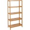 Banyo Rafı 5 Katlı Bambu Dik Raf 9 Seviyede Yüksekliği Ayarlanabilir Çok Fonksiyonlu, Oturma Odası, Koridor, Muk İçin Uygun 60x26x130 cm Doğal Renk Bcb35Y