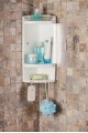 Banyo Köşe Rafı, 26 cm, 3 Raf, Kapaklı Hazne, Şeffaf Naturel Banyo Köşe Rafı, 26 cm, 3 Raf, Kapaklı Hazne, Şeffaf Naturel