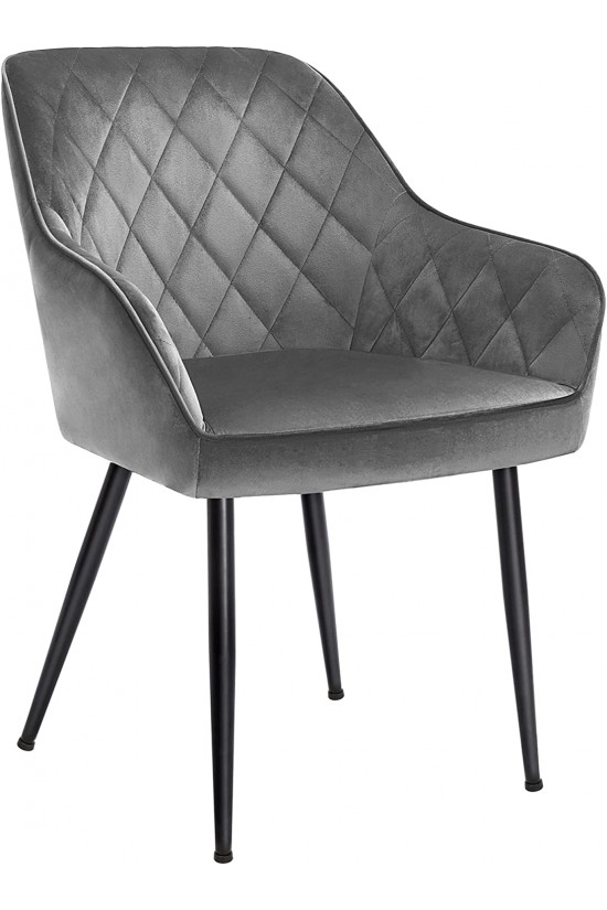 Yemek Sandalyesi, Koltuk, Kolçaklı Sandalye,Döşemeli Sandalye, Oturma Genişliği 49 cm, 110 Kg Taşıma Kapasitesi, Açık Gri Ldc088G03