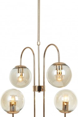 Arredo 4 Kronleuchter, 4XE27 Lampenfassung, 47 x 57 x 58 cm, Metall, Glas, Gold