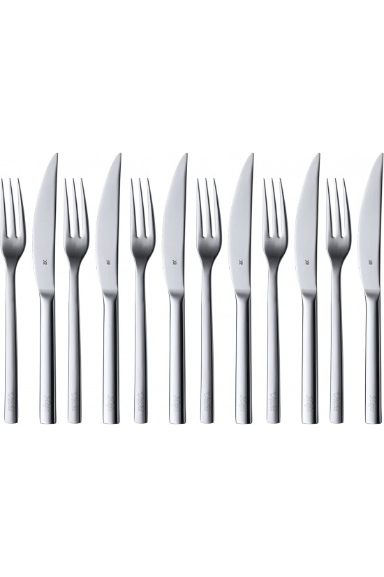 Nuova Steakbesteck, 12-teilig, 6 Personen, Steakgabel, Steakmesser, Cromargan Edelstahl, poliert, spülmaschinenfest Nuova Steakbesteck, 12-teilig, 6 Personen, Steakgabel, Steakmesser, Cromargan Edelstahl, poliert, spülmaschinenfest