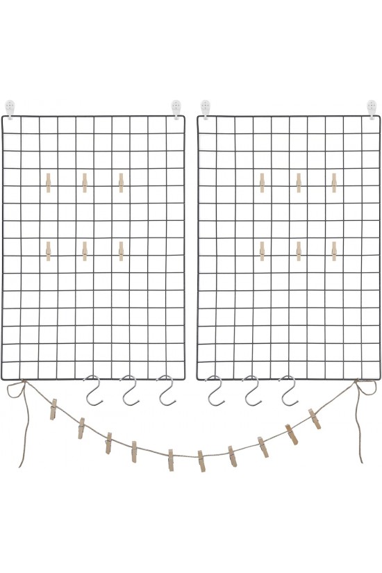 Fotodraht, 2er-Set, Wanddekoration, multifunktionaler Wanddraht, Wandgitter, DIY, S-Haken, Heringe und Drahtgeflecht, Schwarz Lpp02H Fotodraht, 2er-Set, Wanddekoration, multifunktionaler Wanddraht, Wandgitter, DIY, S-Haken, Heringe und Drahtgeflecht, Schwarz Lpp02H