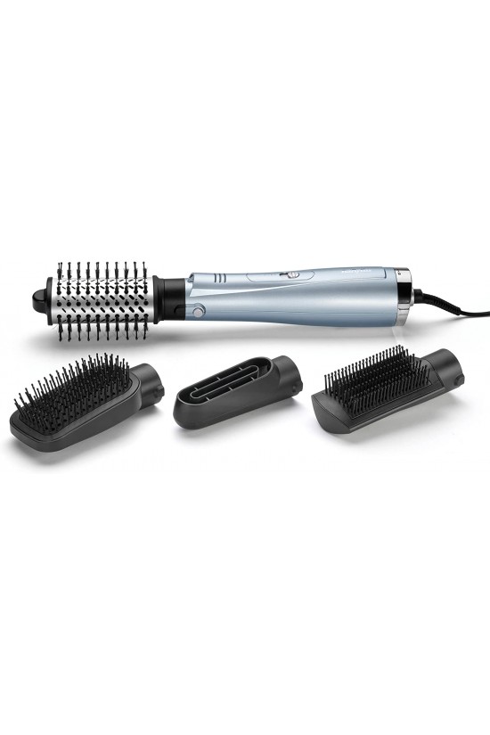 Hydro Fusion Smooth & Shape hot air brush, 4 nozzles, for blow-drying, straightening, volumizing and brushing, dual-ion technology, anti-breakage effect, Air Styler, AS774E, ice blue Hydro Fusion Smooth & Shape hot air brush, 4 nozzles, for blow-drying, straightening, volumizing and brushing, dual-ion technology, anti-breakage effect, Air Styler, AS774E, ice blue