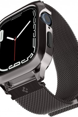 Watch Seri 8/7 (45mm) ile Uyumlu Kılıf & Kayış Metal Fit Pro Graphite - ACS04585