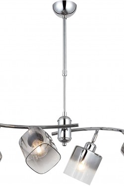 Derma 4 Chrome Lustre 4 x E27 Douille, Métal, Verre, 33 x 18 x 62 cm
