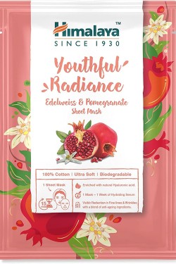 Herbals Anti-Falten-Papiermaske, Edelweiß, Granatapfel, Hyaluronsäure, 100 % Baumwolle, recycelbar, alle Haut, 30 g
