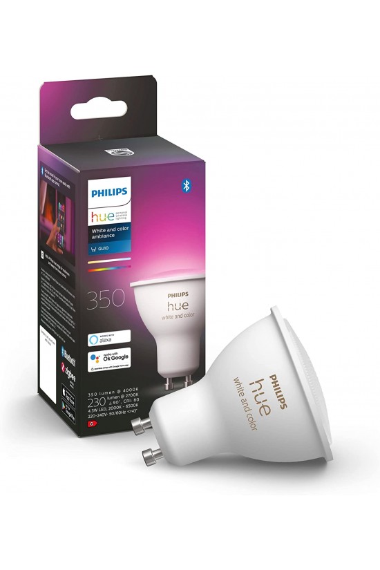 HueWCA 4.3W Renkli Akıllı Led Ampul, GU10 Spot, Bluetooth Özellikli HueWCA 4.3W Renkli Akıllı Led Ampul, GU10 Spot, Bluetooth Özellikli