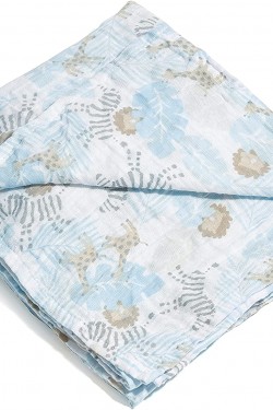 BLAUE MUSLIN-MEHRZWECKDECKE 100 cm x 110 cm