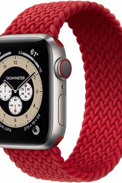 Watch Series 7/6/SE/5/4/3 Tressé Solo Loop Band 45mm 44mm 42mm Compatible Medium (Rouge)