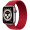 Watch Seri 7/6/SE/5/4/3 Örgü Solo Loop Kordon 45mm 44mm 42mm Uyumlu Medium (Kırmızı)