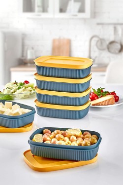 6 Adet Mini Saklama Kabı - Kapaklı Buzdolabı Kabı HMNV-LV255-6LI YEŞİL