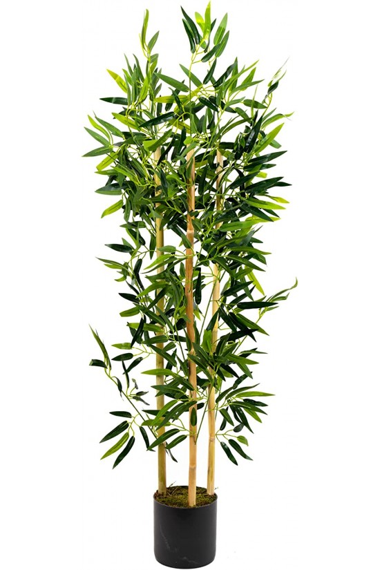 Künstlicher Bambusbaum mit 3 Stämmen, 120 cm, im grauen Topf Künstlicher Bambusbaum mit 3 Stämmen, 120 cm, im grauen Topf