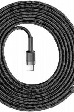 Cafule, 3.0 A USB-C & USB-C Şarj & Data Aktarımı Kablosu, Flash/Hızlı Şarj, 1 Metre, Gri - Siyah, CATKLF-GG1