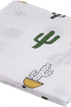 CACTUS PATTERN MUSLIN MULTI-PURPOSE BLANKET 110 cm x 110 cm