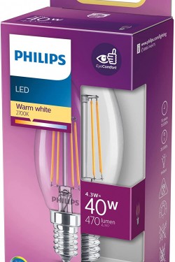 LED Classic 40W B35 Led Mum Filament Ampul, 2700K Sarı Işık, E14 İnce Duy, Dim Edilmez