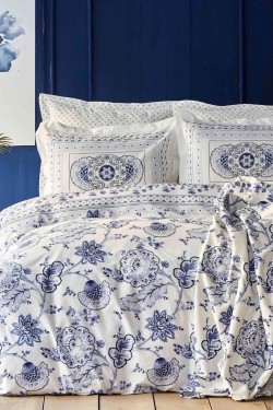 Home Amar Blue Bettwäsche-Set für Doppelbett, 100 % Baumwolle