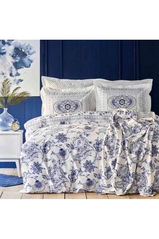 Home Amar Blue Bettwäsche-Set für Doppelbett, 100 % Baumwolle Home Amar Blue Bettwäsche-Set für Doppelbett, 100 % Baumwolle