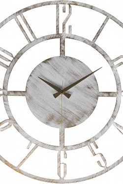 MDS-50 Dilek Metal Eskitme Duvar Saati, Beyaz, 50x50 cm