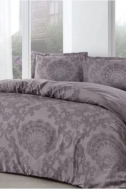 1000037479002 Violet Satin Duvet Cover Set, Green