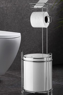 Gold Yedekli WC Kağıtlık ve Beyaz Çöp Kovası