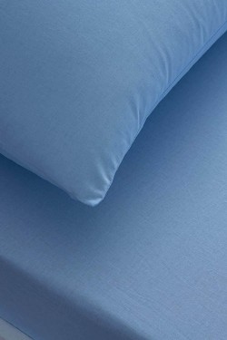 60121696 Einfarbiges Bettlaken, Blau, kleines Einzelbett