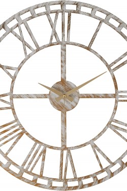 Yando Metal Eskitme Duvar Saati, Beyaz, 50x50 cm, MDS-50