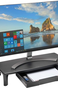 SmartFit Monitorständer, mit Schublade, 55 x 7 x 24 cm, Schwarz
