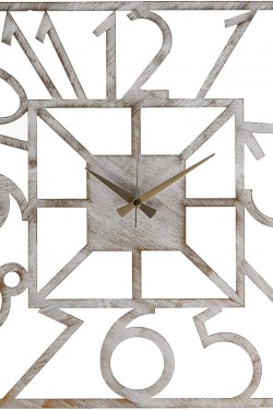 Kerki Metal Eskitme Duvar Saati, Beyaz, 50x50 cm, MDS-50
