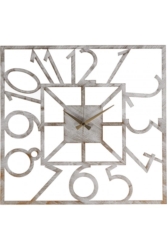 Kerki Metal Eskitme Duvar Saati, Beyaz, 50x50 cm, MDS-50