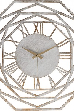 Repido Metal Eskitme Duvar Saati, Beyaz, 50x50 cm, MDS-50