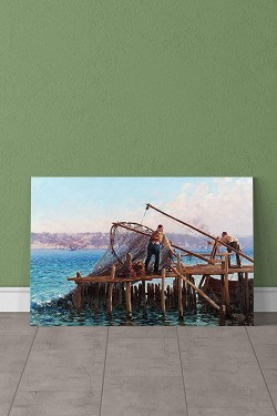 Fausto Zanora-Balıkçılar Tablosu Kanvas Tablo, 40x70 Cm