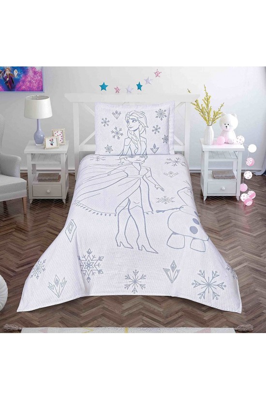 1000037694 Disney Frozen Snow Flower Lisanslı Jakar Yatak Örtüsü Çok Renkli
