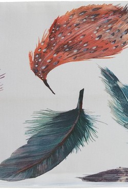 DIK198 Rechteckiger dekorativer Kissenbezug für Kissen und Dekokissen mit Vogelfeder-Illustration, 35 x 55 cm