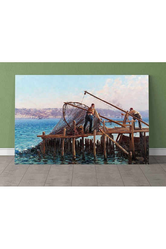 Fausto Zanora-Balıkçılar Tablosu Kanvas Tablo, 90x150 Cm