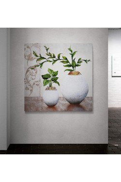 B12512 Vazoda Çiçekler Kanvas Tablo, 100x100 cm
