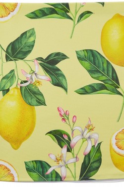 RHK3096 Krem Zeminli Limon Desenli Dekoratif Yastık ve Kırlent Kılıfı, 43x43 cm