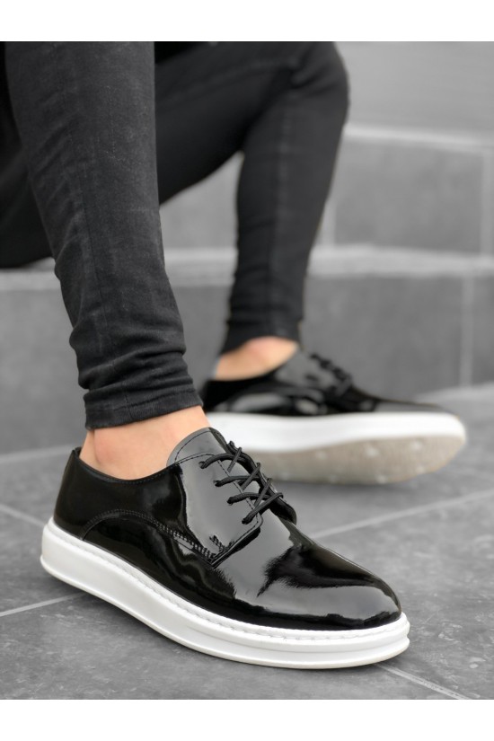 K&A-BA0003 Lace-Up Classic Black Patent Leather High Sole Casual Men's Shoes K&A-BA0003 Lace-Up Classic Black Patent Leather High Sole Casual Men's Shoes