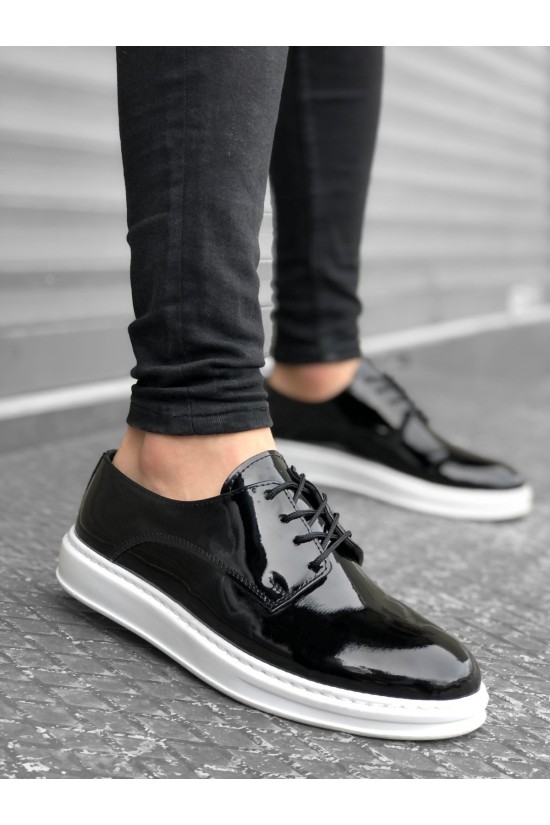 K&A-BA0003 Lace-Up Classic Black Patent Leather High Sole Casual Men's Shoes K&A-BA0003 Lace-Up Classic Black Patent Leather High Sole Casual Men's Shoes