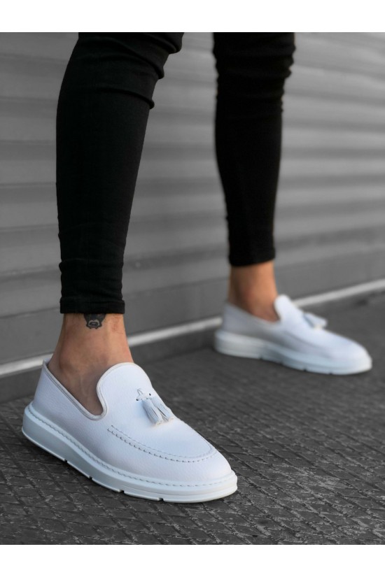 K&A-BA0005 Lace-Up High Sole Classic White Tasseled Men's Shoes K&A-BA0005 Lace-Up High Sole Classic White Tasseled Men's Shoes
